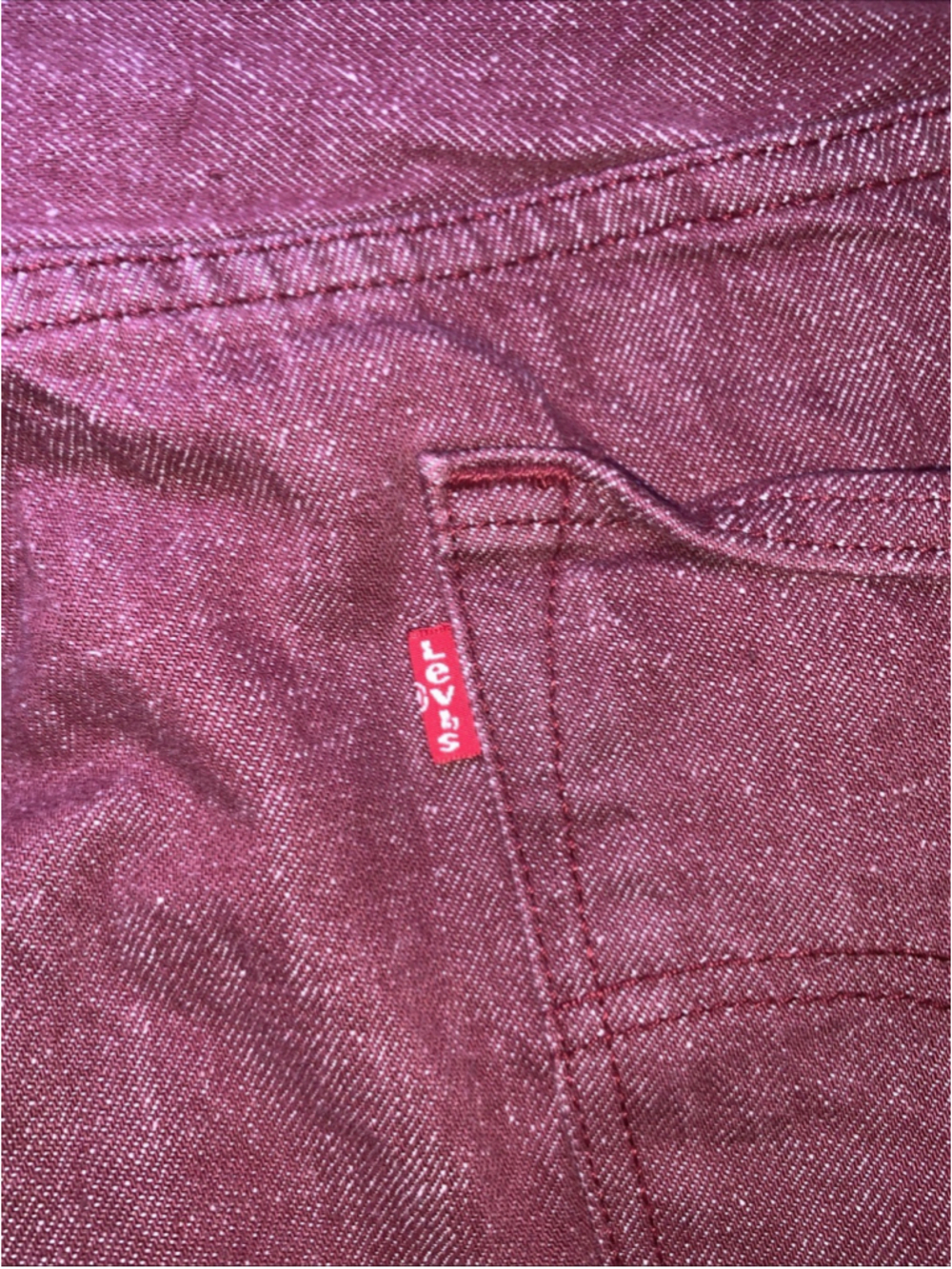 Levi’s 501 44x30 Mens Button Fly Burgundy Red White Oak Cone Denim XX Jeans - Picture 5 of 16